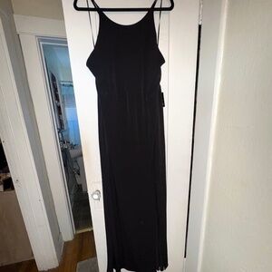 Express - NWT: Black Criss-Cross Tie Back Jersey Maxi Dress with Slit (Size XL)